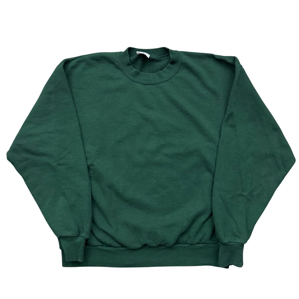 Vintage 90s Jerzees Blank Green Boxy Crewneck Sweatshirt USA Sz L